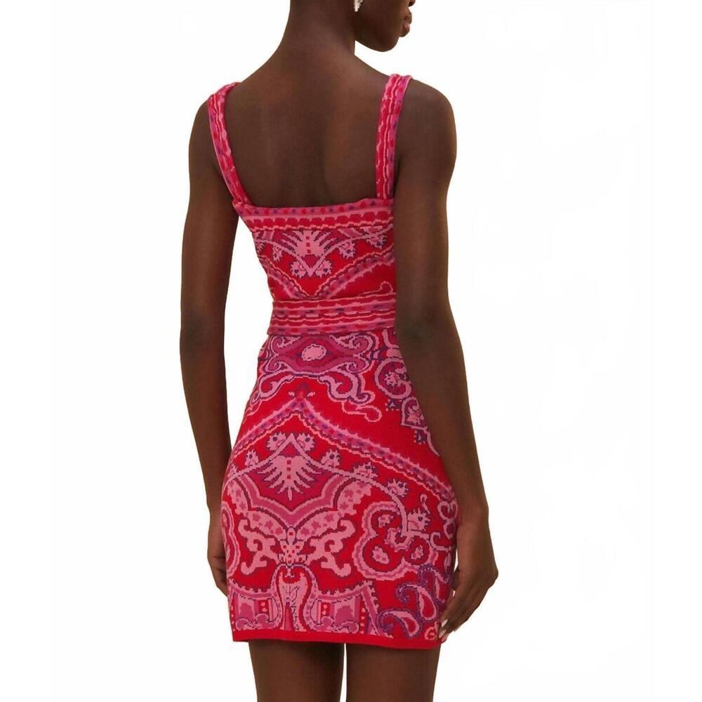 NEW FARM RIO paisley scarf knit mini dress in red/pink - Picture 5 of 5